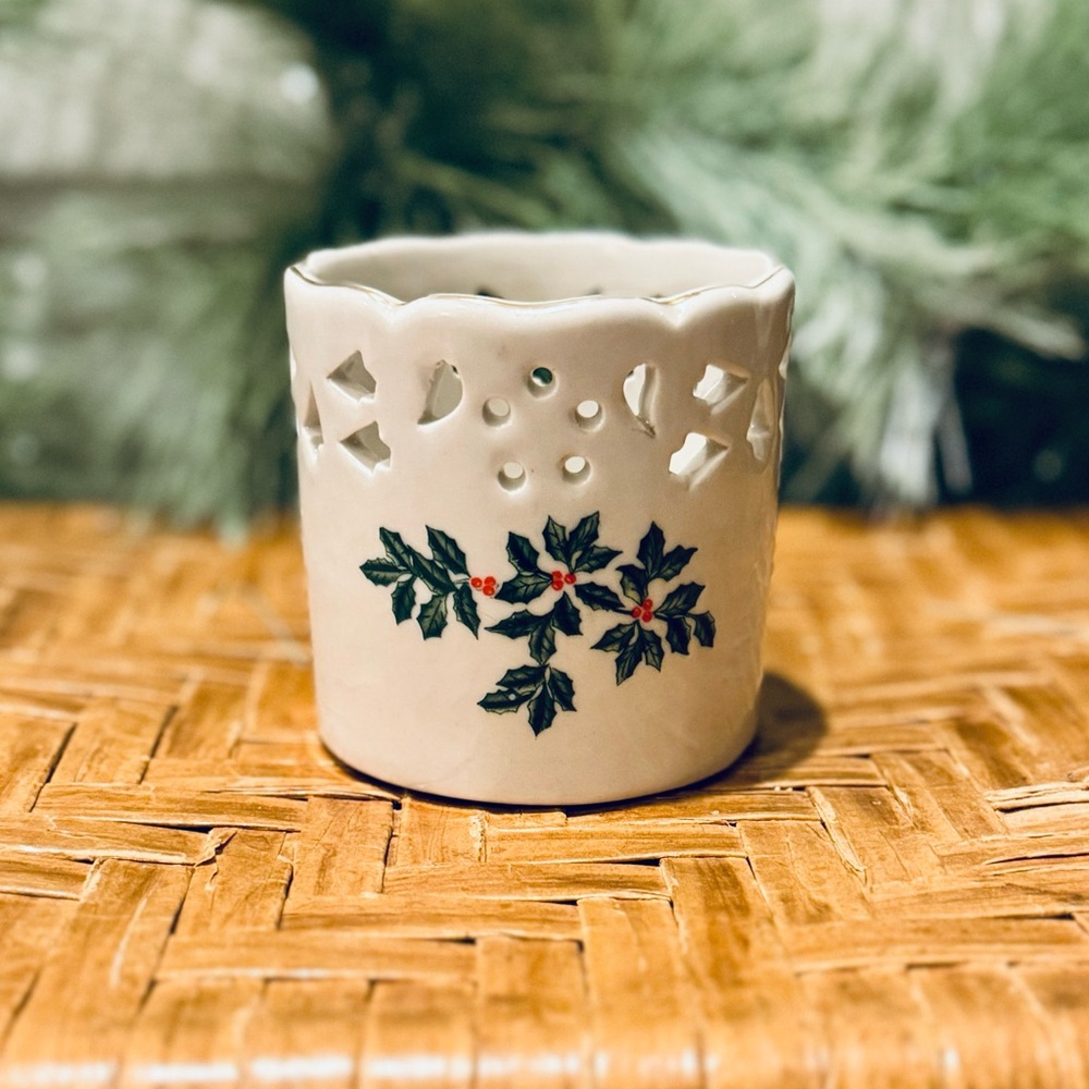 Vintage Formalities Baum Bros Holly Berry Votive Holder